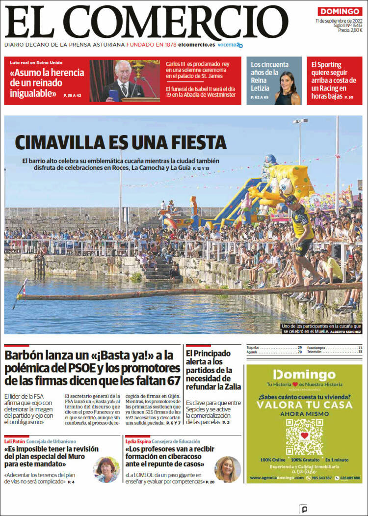 Portada de El Comercio - Gijón (Espagne)