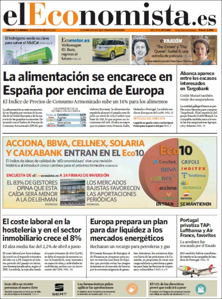 Portada de El Economista (Espagne)