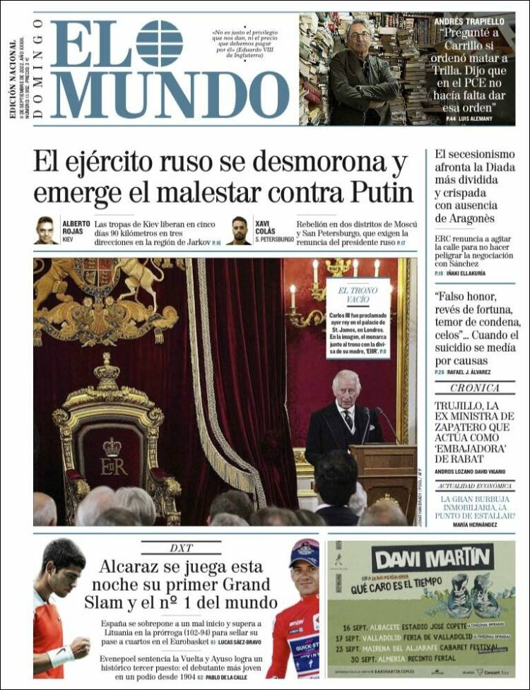 Portada de El Mundo (Espagne)