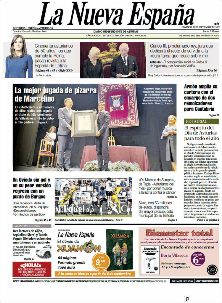 Portada de La Nueva España (Espagne)