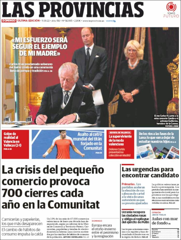 Portada de Las Provincias (Espagne)