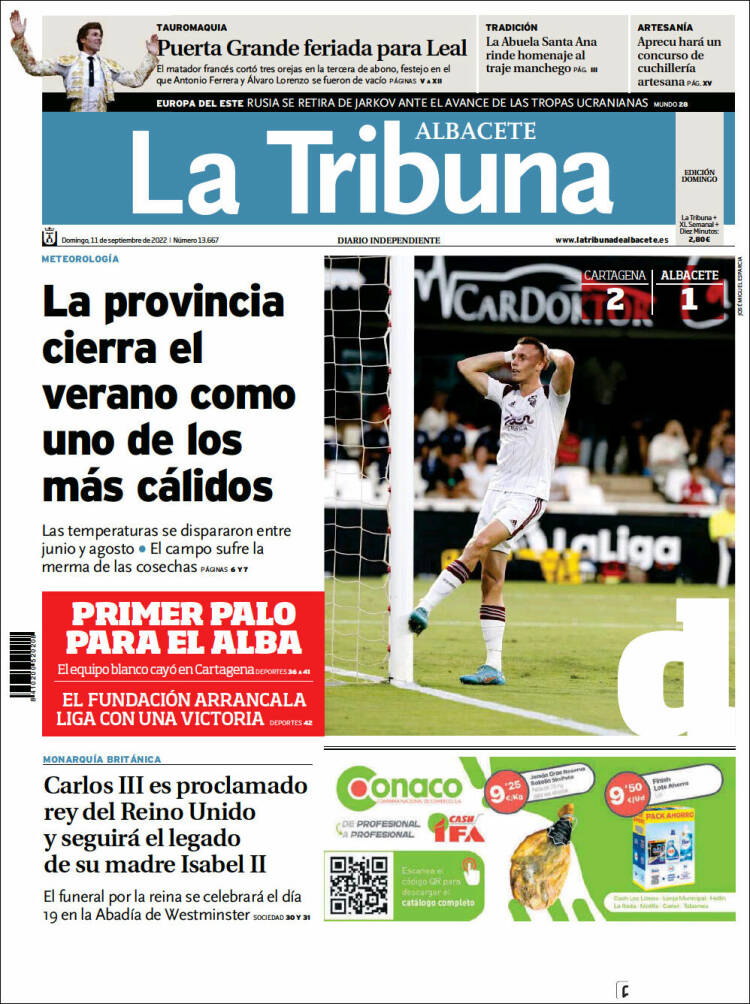 Portada de La Tribuna de Albacete (Espagne)