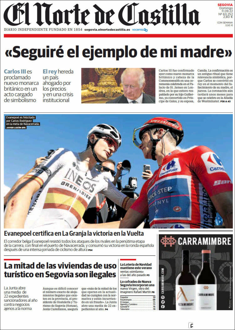 Portada de Norte de Castilla - Segovia (Espagne)