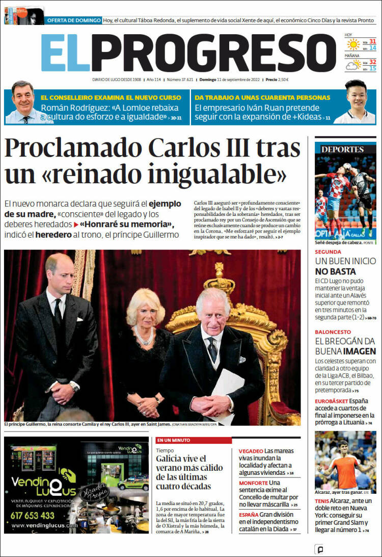 Portada de El Progreso (Espagne)