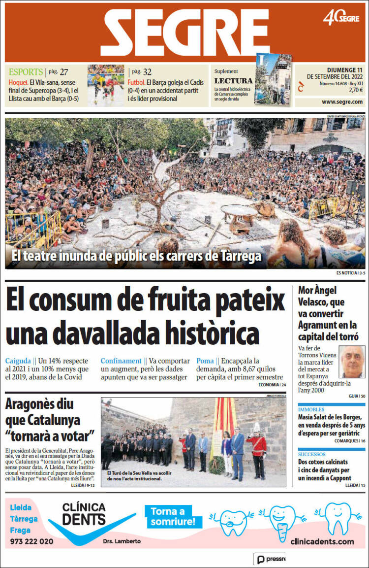 Portada de Segre (Espagne)