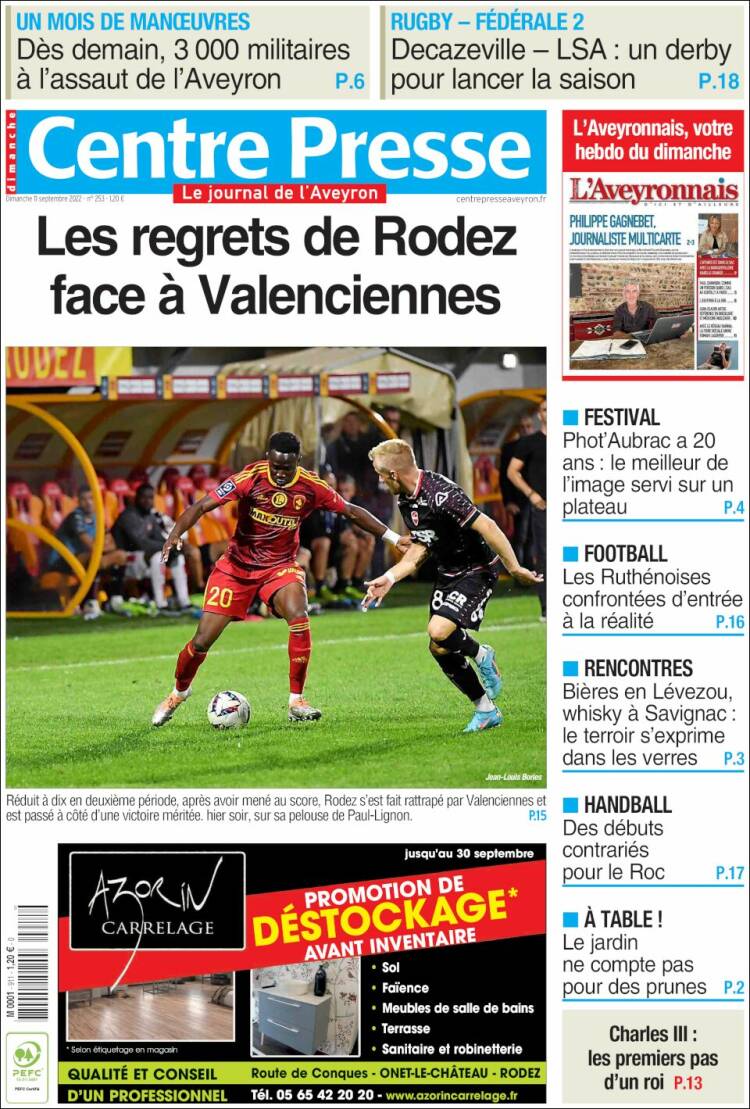 Portada de Centre Presse (Francia)