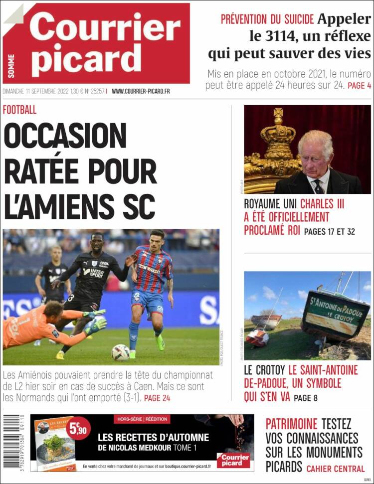 Portada de Courrier Picard (Francia)