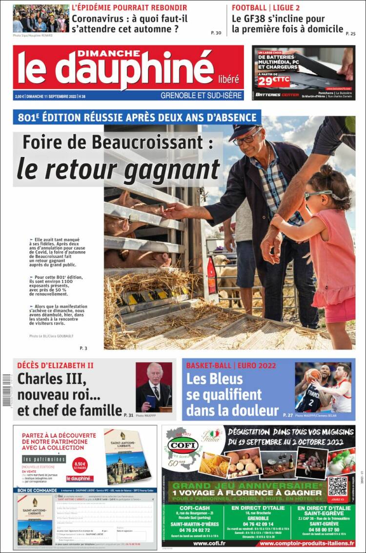 Portada de Le Dauphiné Libéré (Francia)