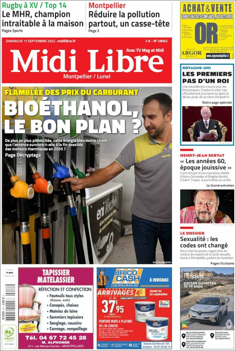 Portada de Midi Libre (Francia)