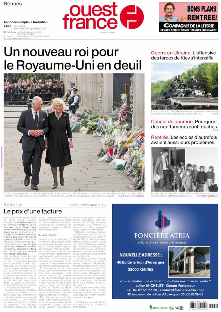 Portada de Ouest France (Francia)