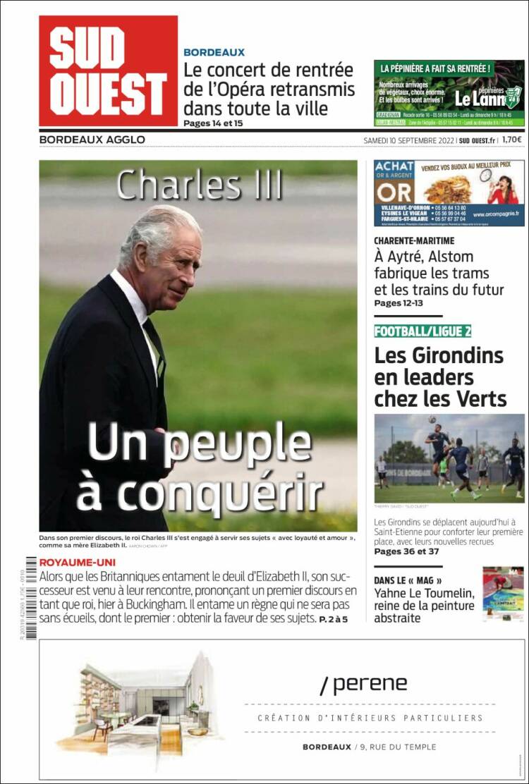 Portada de Sud Ouest (Francia)