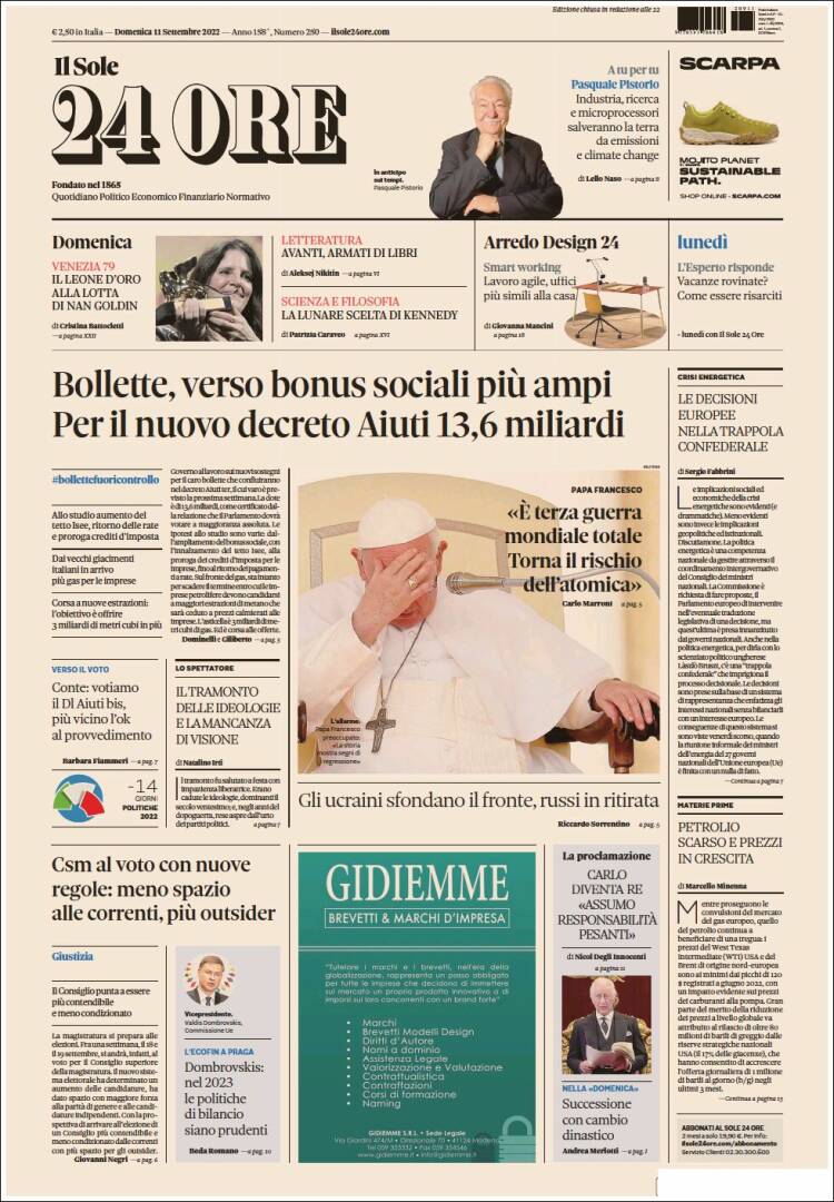 Portada de Il Sole 24 ORE (Italia)