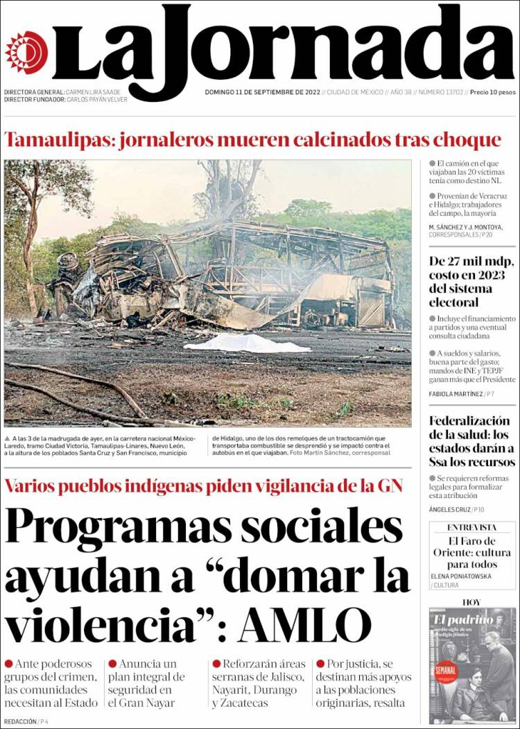 Portada de La Jornada (México)