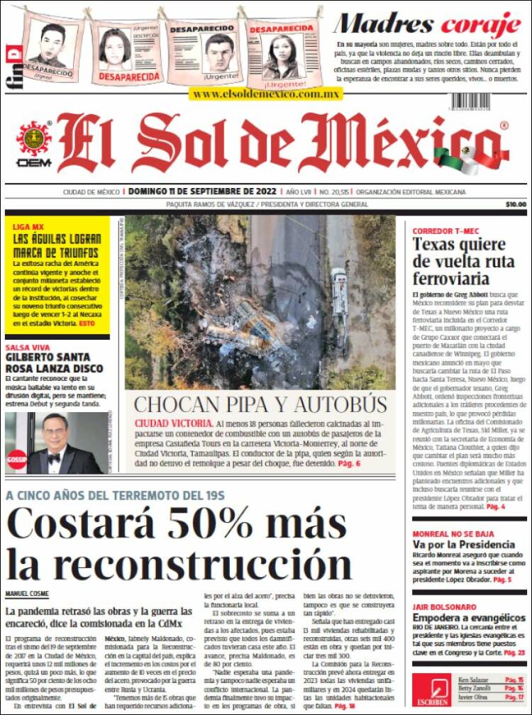 Portada de El Sol de México (México)