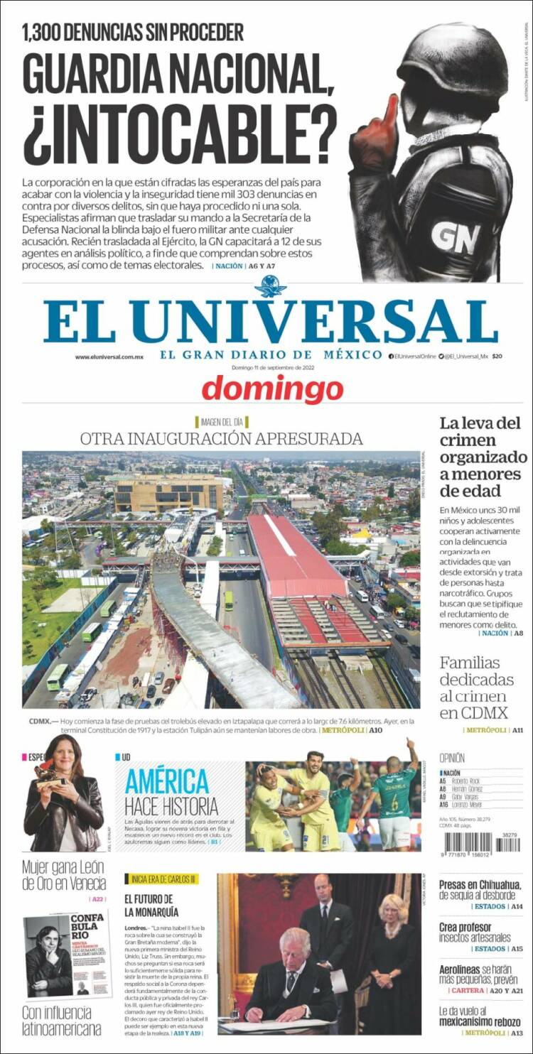 Portada de El Universal (México)