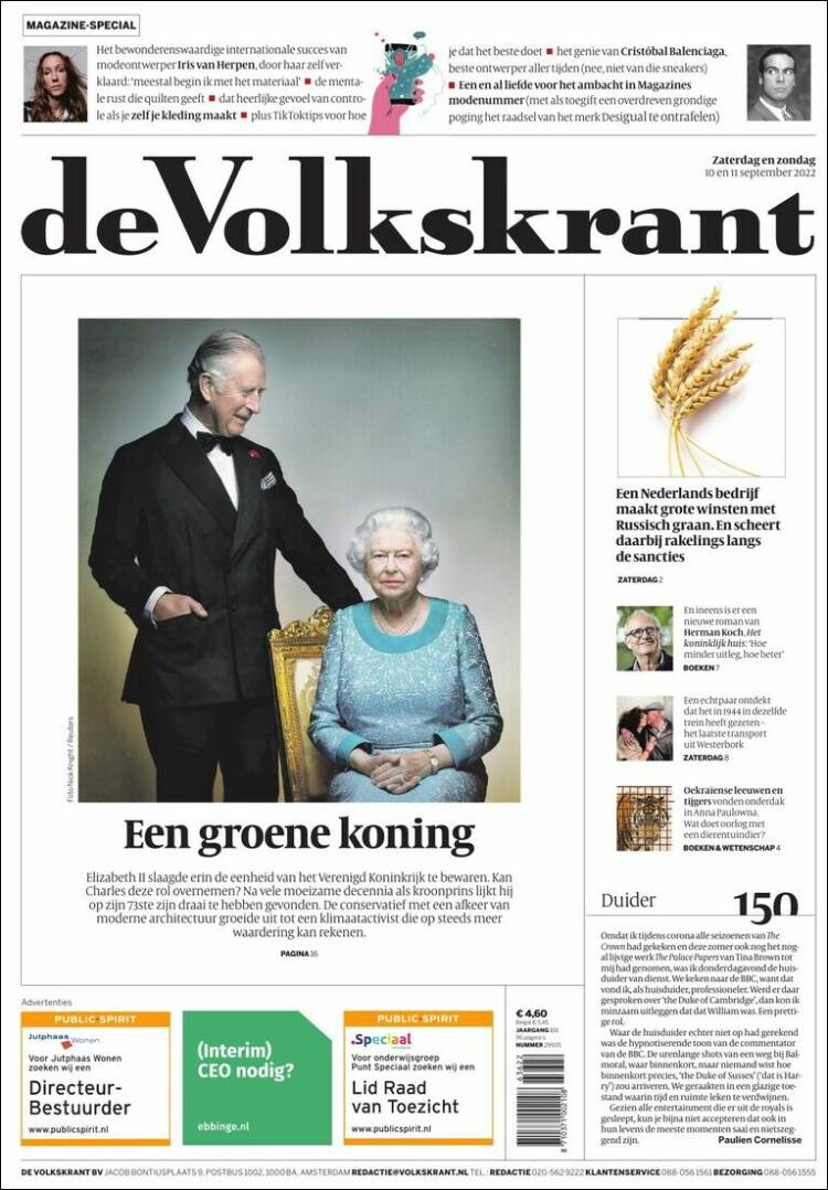Portada de De Volkskrant (Pa&iacute;ses Bajos)