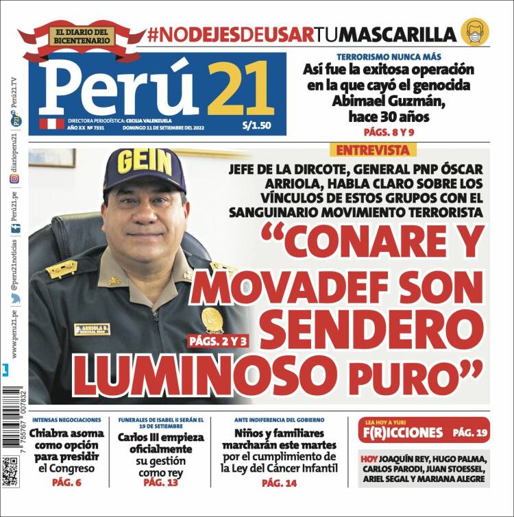Portada de Perú 21 (Per&uacute;)