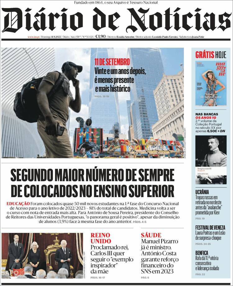 Portada de Diário de Noticias (Portugal)