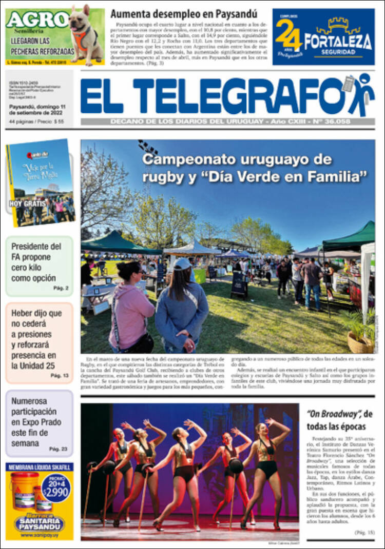 Portada de El Telégrafo (Uruguay)