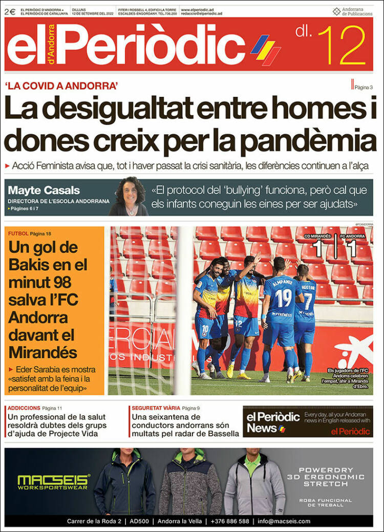 Portada de El Periòdic d'Andorra (Andorra)