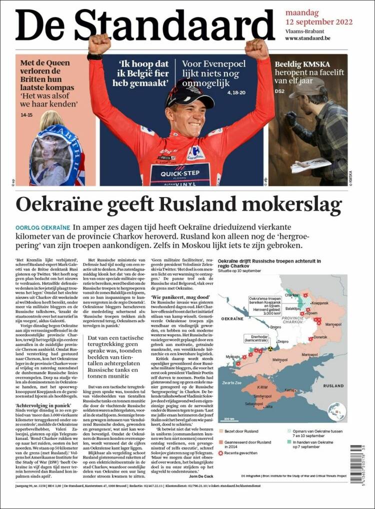 Portada de De Standaard (B&eacute;lgica)