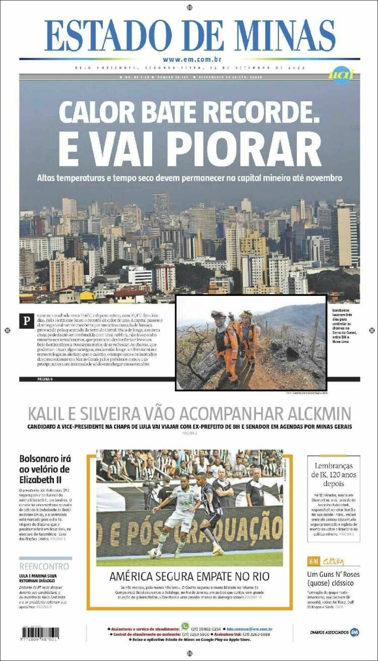 Portada de Jornal Estado de Minas (Brasil)