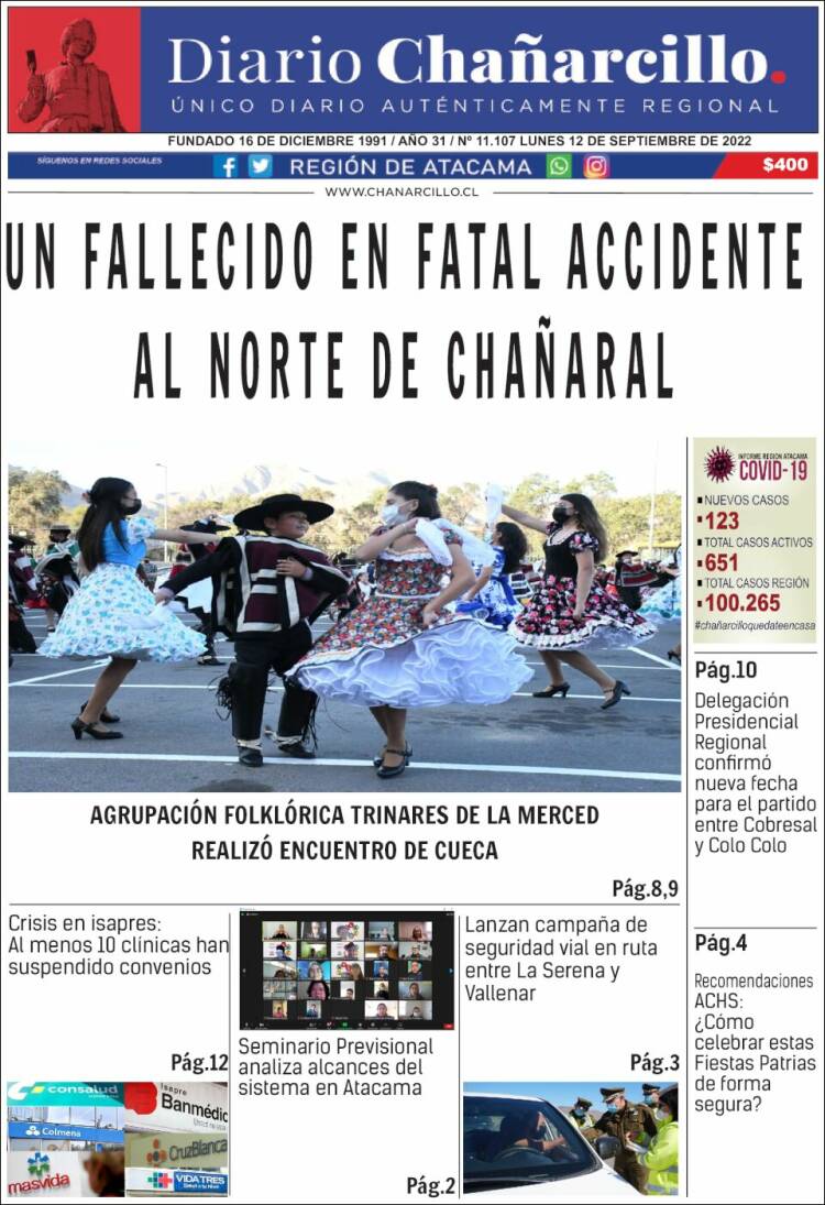 Portada de Diario Chañarcillo (Chile)