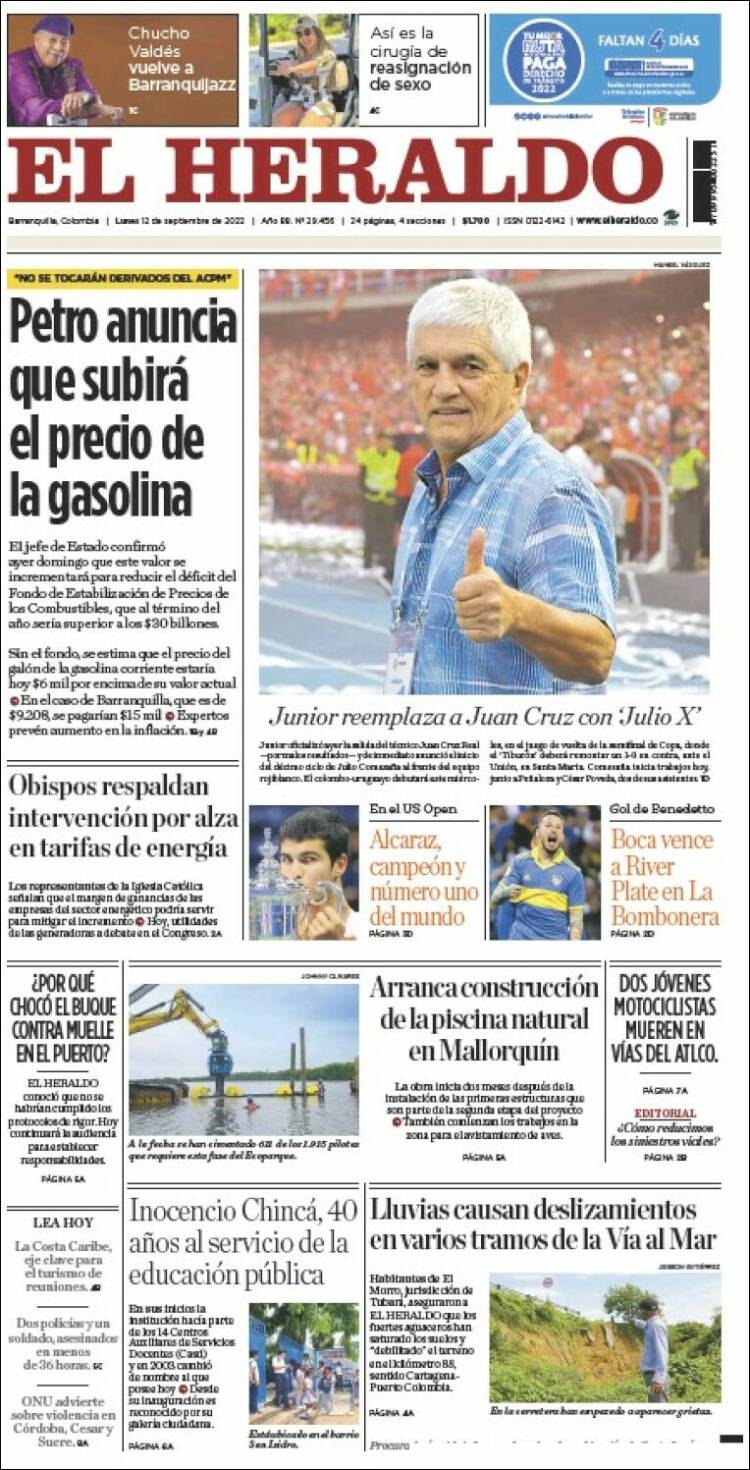 Portada de El Heraldo (Colombia)