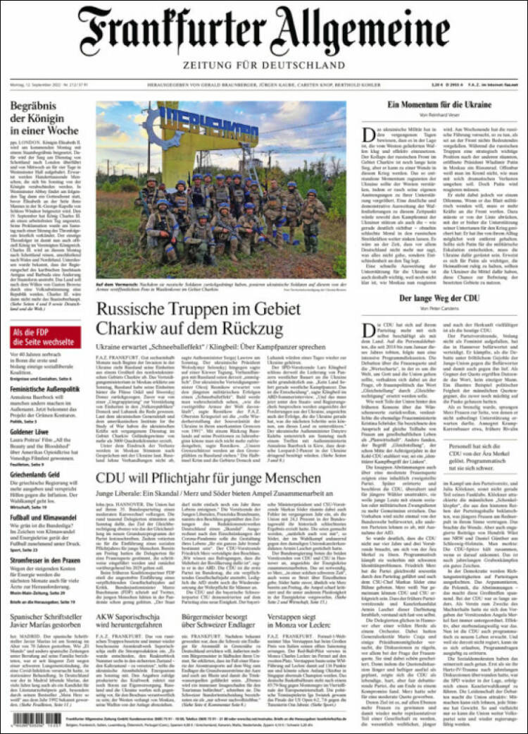 Portada de Frankfurter Allgemeine (Alemania)