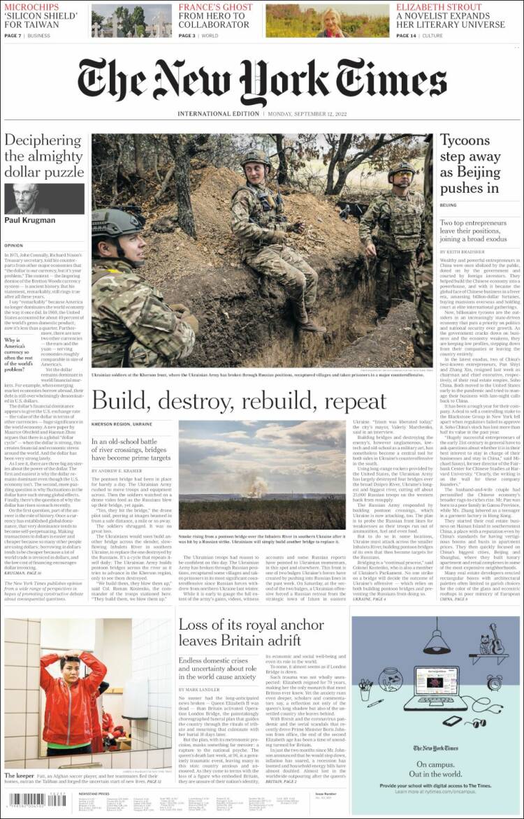 Portada de International New York Times (Europa)