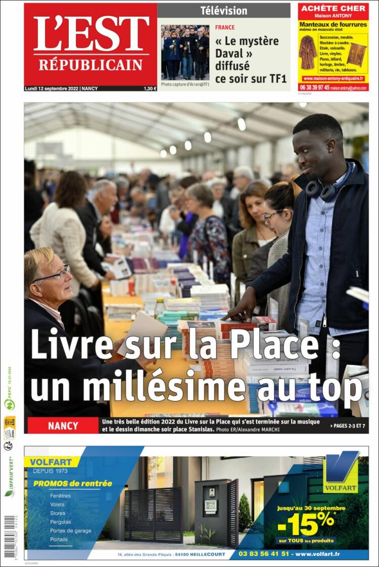 Portada de L'Est Republicain (France)