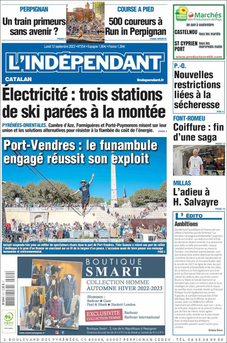 Portada de Le Indépendant (France)