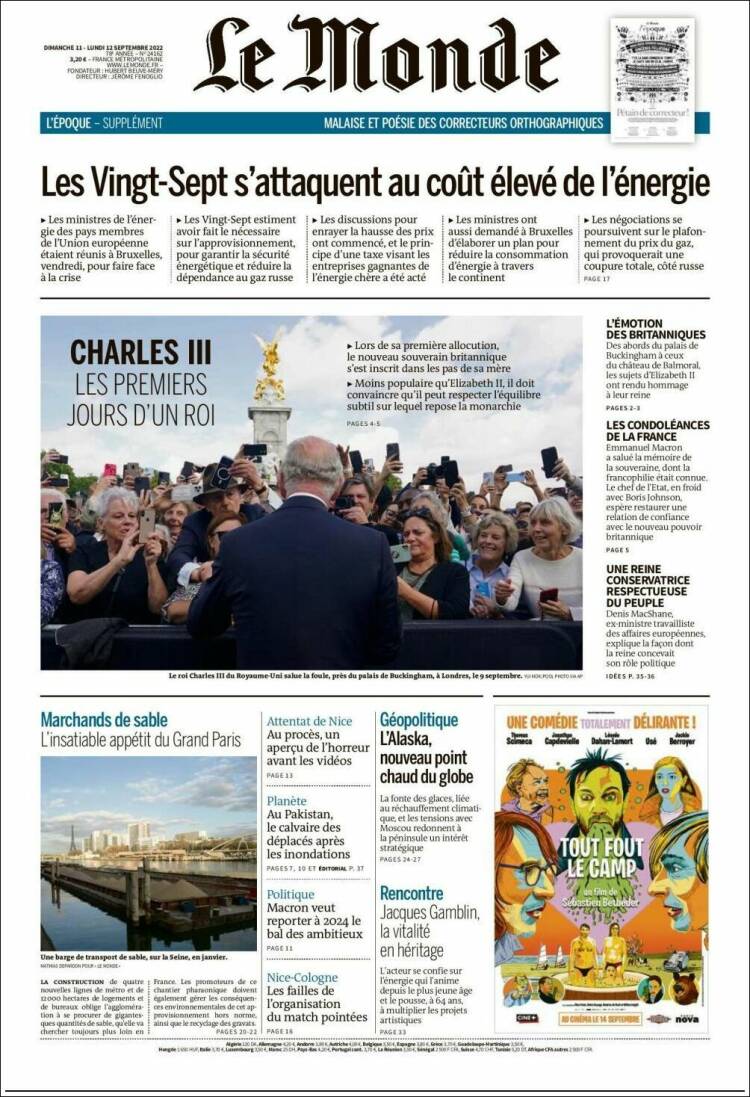 Portada de Le Monde (France)