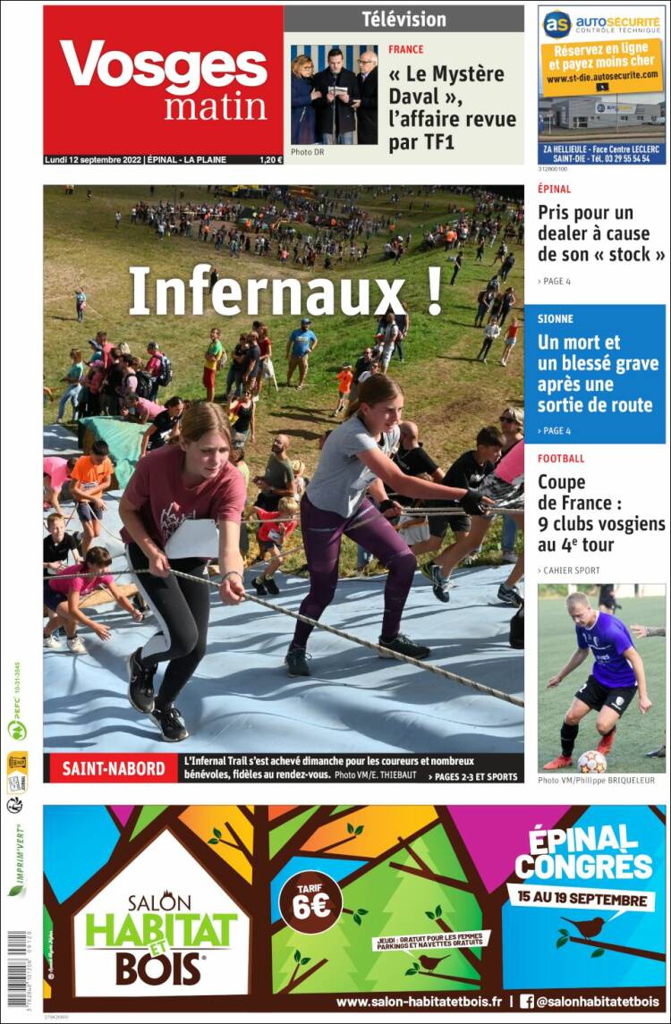 Portada de Vosges Matin (France)