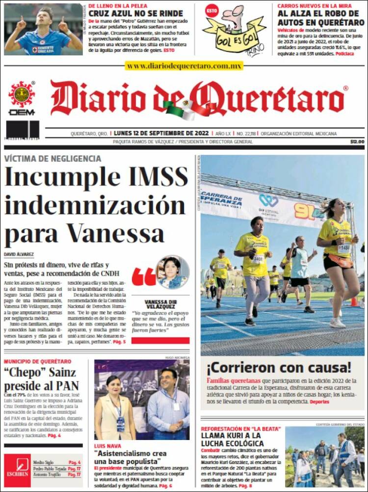 Portada de Diario de Querétaro (México)