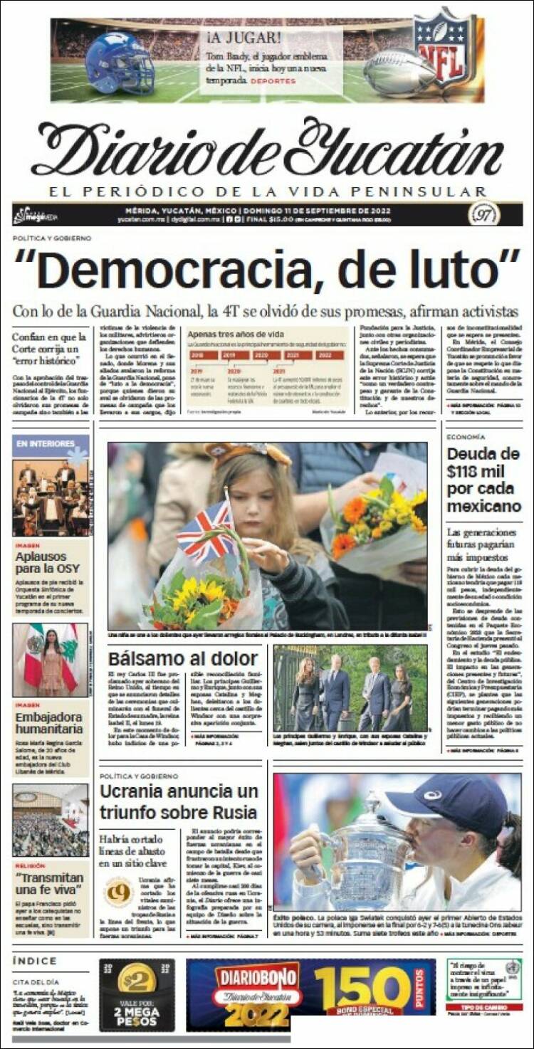 Portada de Diario de Yucatán (México)