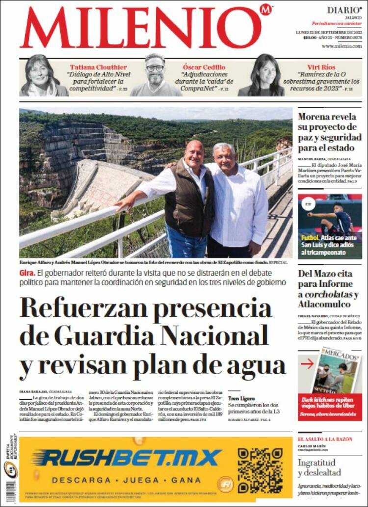 Portada de Milenio - Jalisco (México)