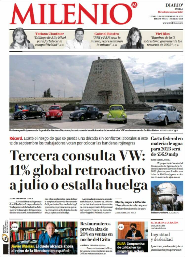 Portada de Milenio de Puebla (México)