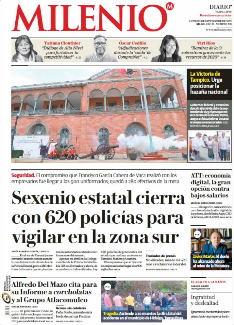 Portada de Milenio - Tamaulipas (México)