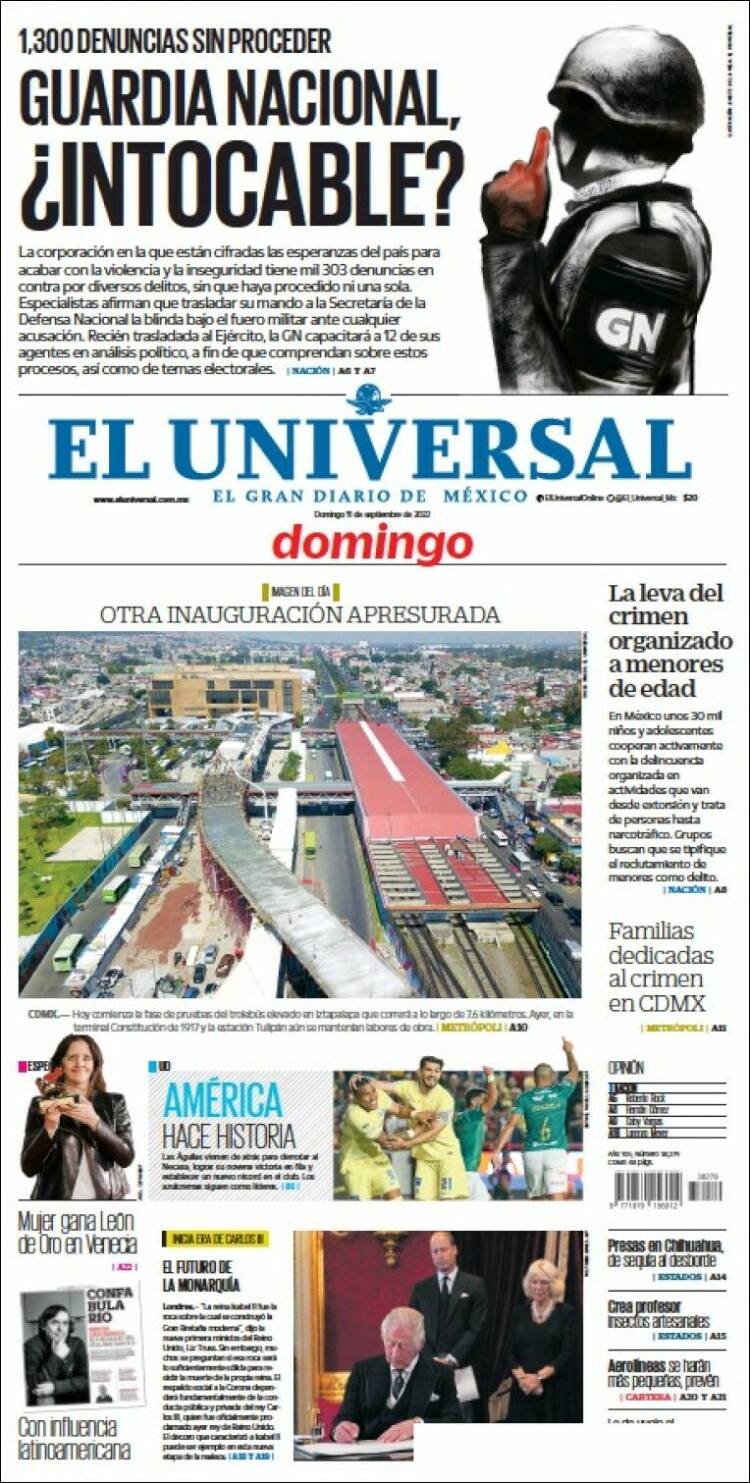 Portada de El Universal (México)