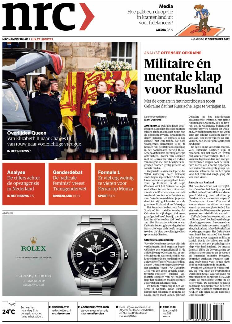 Portada de NRC Handelsblad (Pa&iacute;ses Bajos)