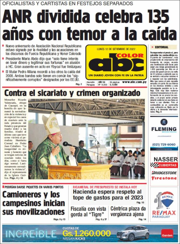 Portada de ABC Color (Paraguay)