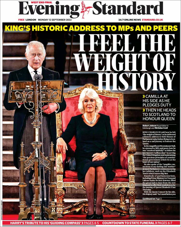 Portada de Evening Standard (Reino Unido)