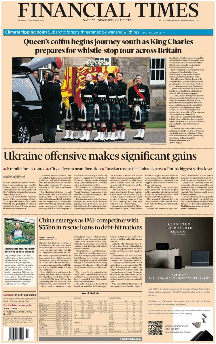 Portada de Financial Times (Reino Unido)