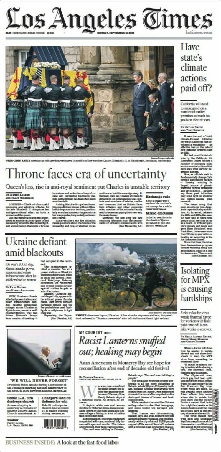 Portada de Los Angeles Times (USA)