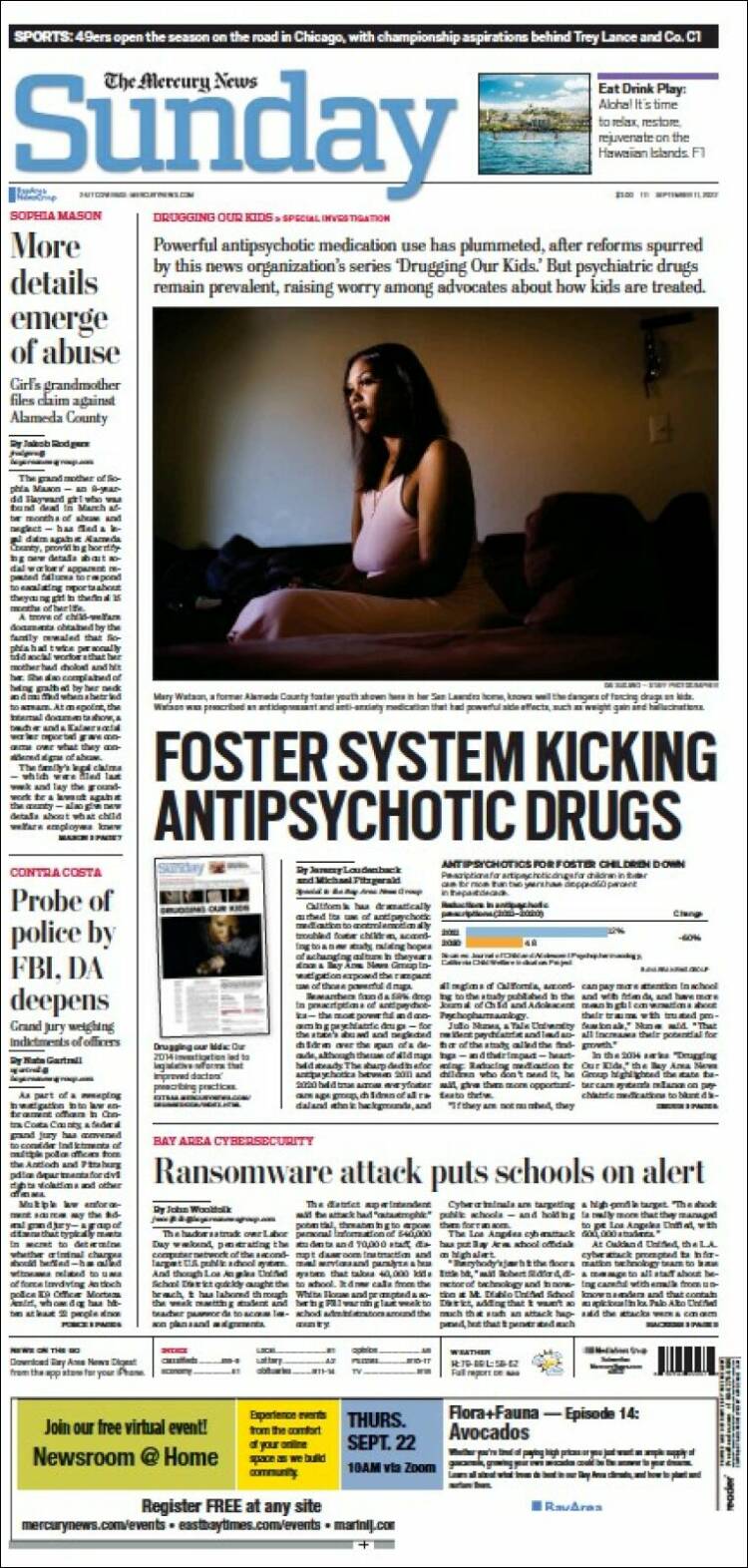 Portada de San Jose Mercury News (USA)