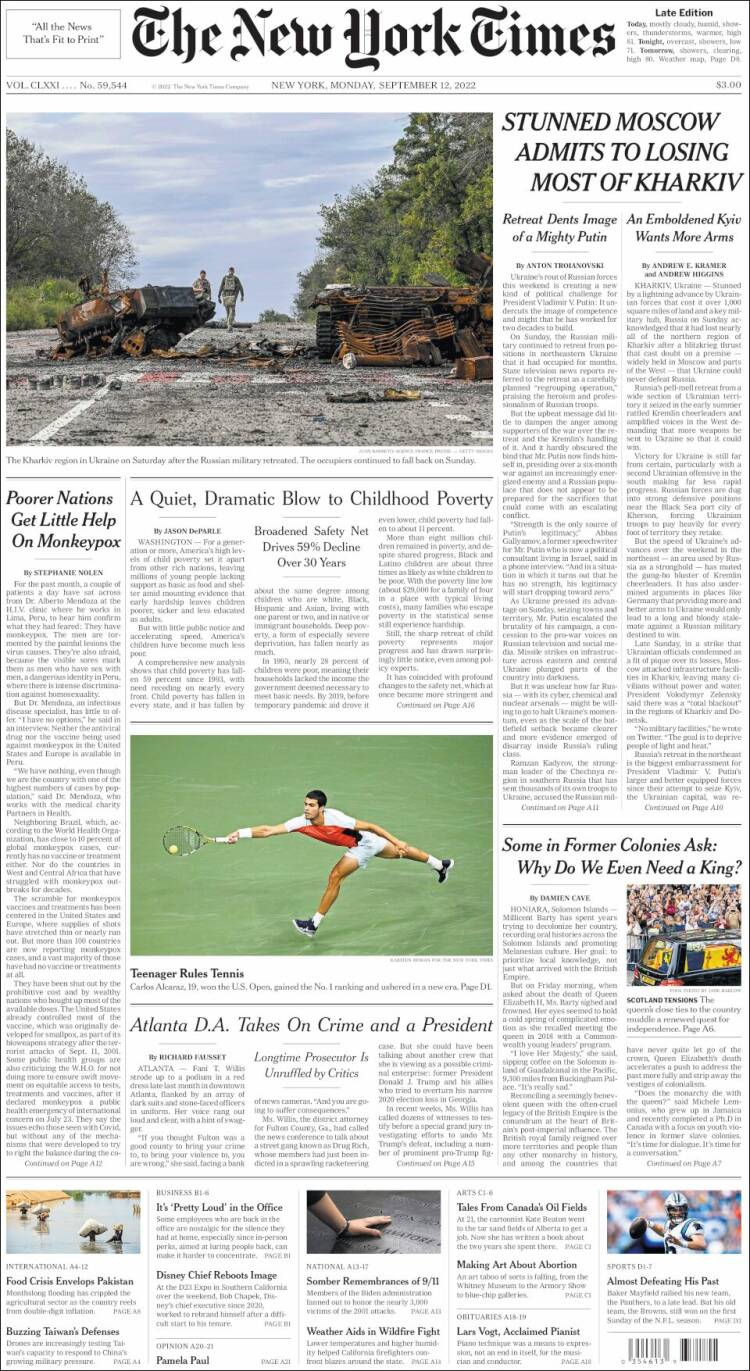 Portada de New York Times (USA)