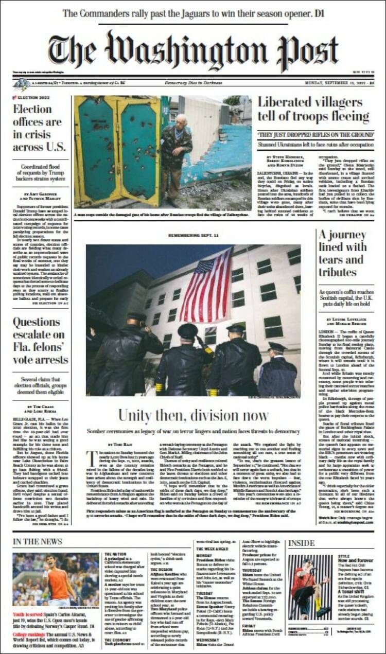 Portada de The Washington Post (USA)