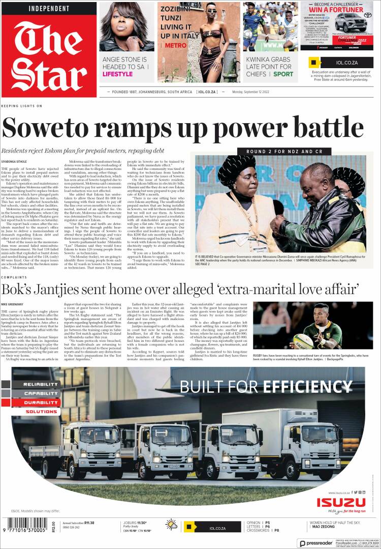 Portada de The Star (Sud&aacute;frica)