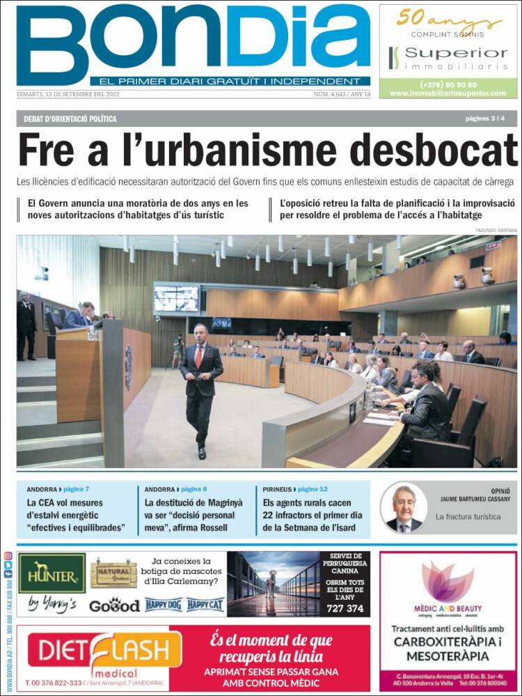 Portada de Diari Bondia (Andorre)